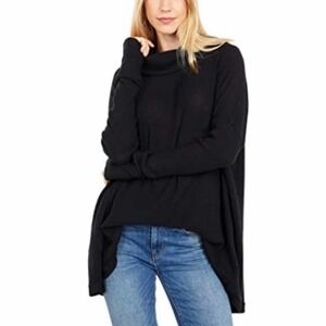 Free People Black Cowl Neck Sweatshirt